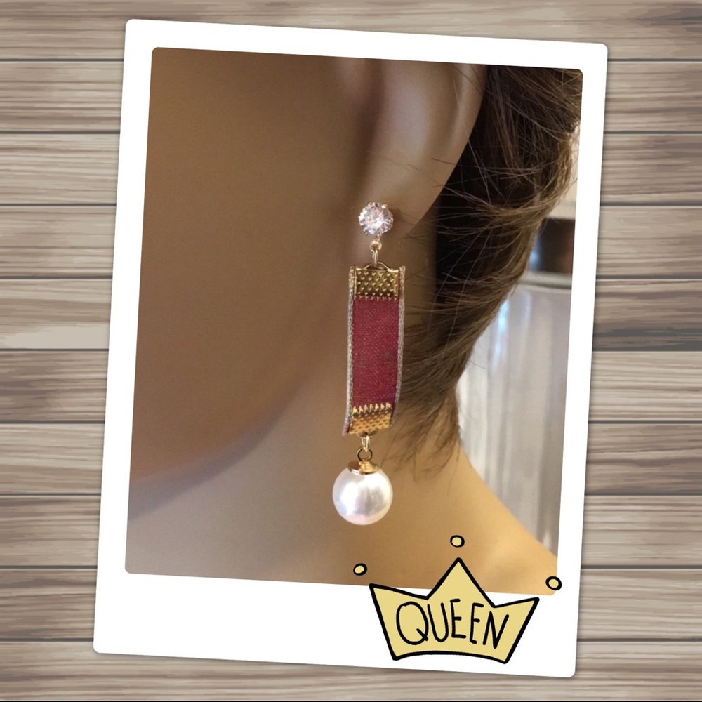 Red Mesh Dangle Earrings